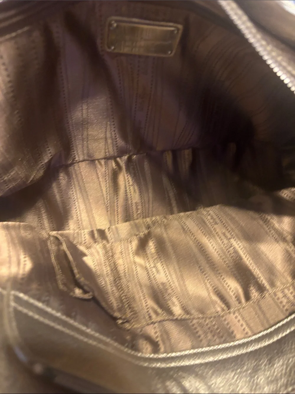 Salvatore Ferragamo Metallic Taupe Leather Shoulder Bag